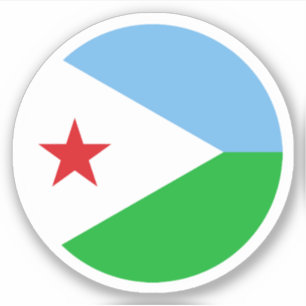 Sticker rond Drapeau Djibouti