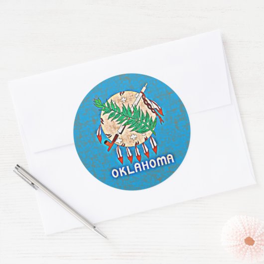 STICKER ROND DRAPEAU D'OKLAHOMA (Enveloppe)