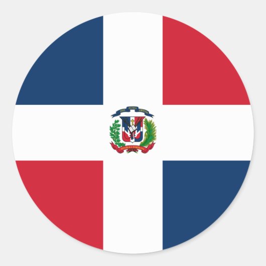 Sticker Rond Drapeau dominicain (Devant)