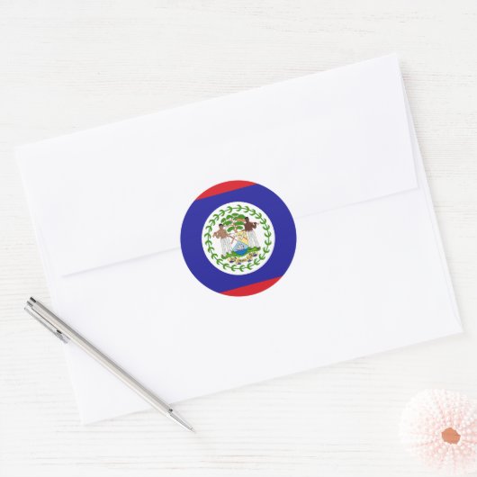 Sticker Rond Drapeau du Belize (Enveloppe)