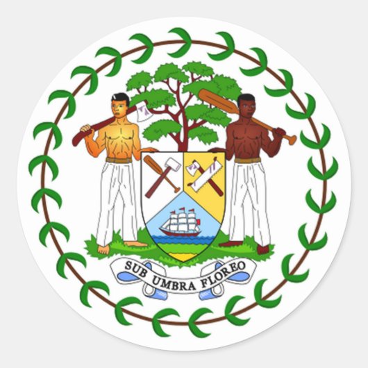 Sticker Rond Drapeau du Belize (Devant)
