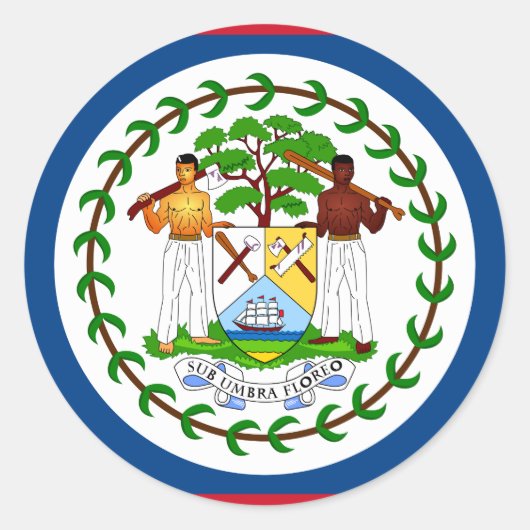 Sticker Rond Drapeau du Belize (Devant)