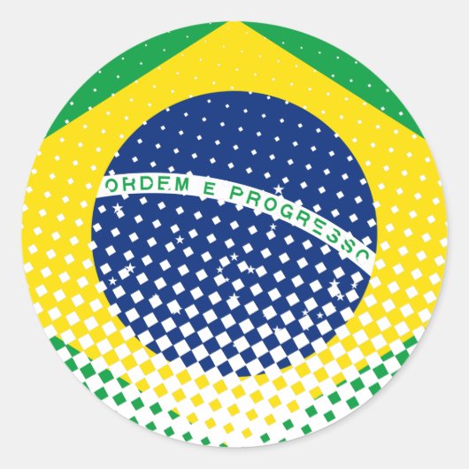 Sticker Rond Drapeau Du Brésil Avec Effet Halftone (Devant)