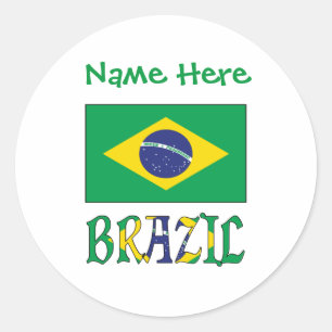 Sticker Rond Drapeau du Brésil personnalisé
