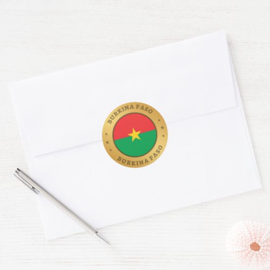 Sticker Rond Drapeau du Burkina Faso (Enveloppe)