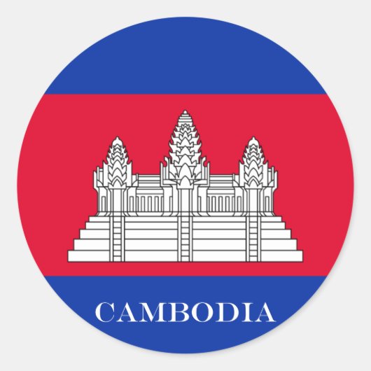 Sticker Rond Drapeau du Cambodge (Devant)
