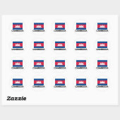 Sticker Rond Drapeau du Cambodge (Feuille)