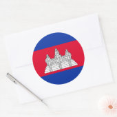 Sticker Rond Drapeau du Cambodge (Enveloppe)