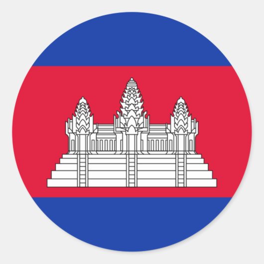 Sticker Rond Drapeau du Cambodge - Drapeau cambodgien (Devant)