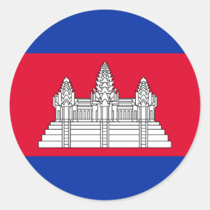 Sticker Rond Drapeau du Cambodge patriotique