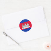 Sticker Rond Drapeau du Cambodge patriotique (Enveloppe)
