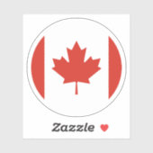 Sticker rond drapeau du Canada (Feuille)