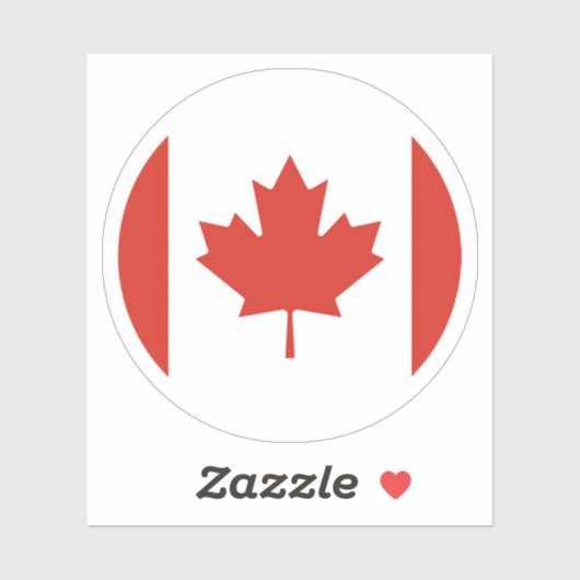 Sticker rond drapeau du Canada (Feuille)
