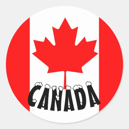 Sticker Rond Drapeau du Canada à feuille d'érable rouge vif (Devant)