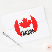 Sticker Rond Drapeau du Canada à feuille d'érable rouge vif (Enveloppe)