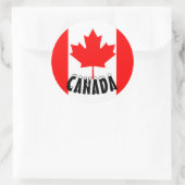 Sticker Rond Drapeau du Canada à feuille d'érable rouge vif (Sac)