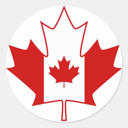 Sticker Rond Drapeau du Canada en feuille d'érable - blanc (Devant)