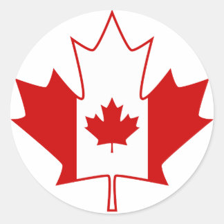 Sticker Rond Drapeau du Canada en feuille d'érable - blanc
