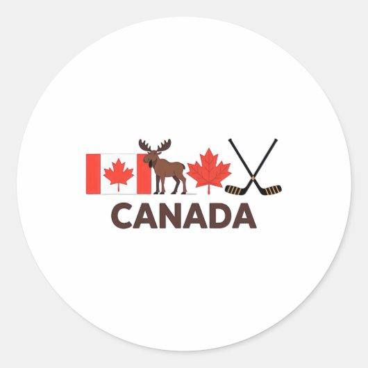 Sticker Rond Drapeau du Canada Feuille d'érable canadienne Cerf (Devant)