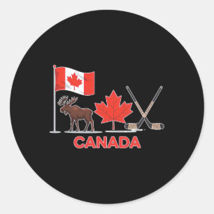 Sticker Rond Drapeau du Canada Feuille d'érable canadienne Cerf
