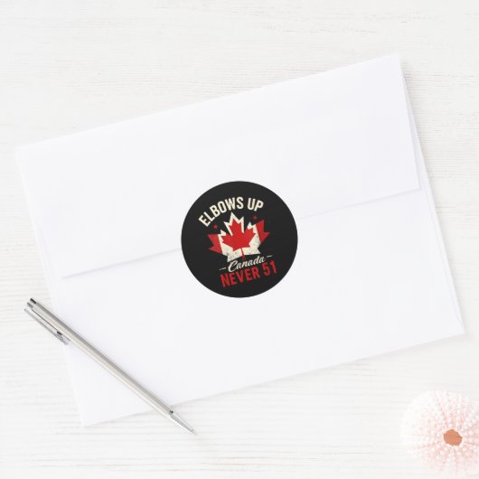Sticker Rond Drapeau du Canada Jamais 51 (Enveloppe)