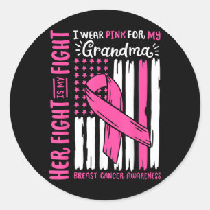 Sticker Rond Drapeau du cancer du sein Porte rose pour grand-mè