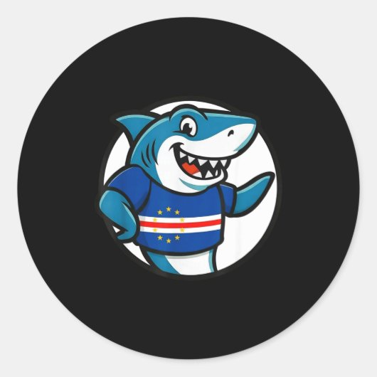 Sticker Rond Drapeau du Cap-Vert Requin Drôle Cap-Verdien (Devant)