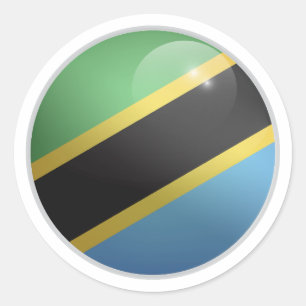 Sticker Rond Drapeau du cercle brillant de Tanzanie