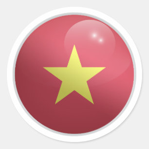 Sticker Rond drapeau du cercle glacé du Vietnam