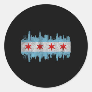 Sticker Rond Drapeau du ciel de la ville de Chicago - D Chicago
