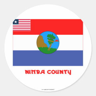Sticker Rond Drapeau du comté de Nimba avec le nom