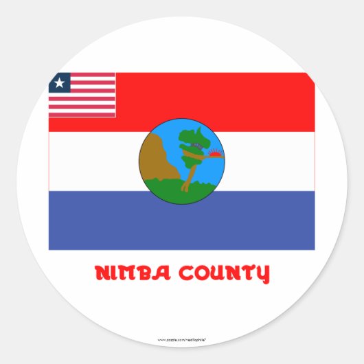 Sticker Rond Drapeau du comté de Nimba avec nom (Devant)