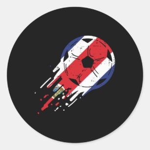 Sticker Rond Drapeau du Costa Rica Foot Soccer Fan Hommes Femme