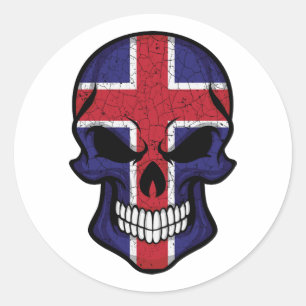 Sticker Rond Drapeau du crâne souriant d'Islande