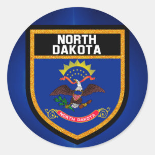 Sticker Rond Drapeau du Dakota du Nord
