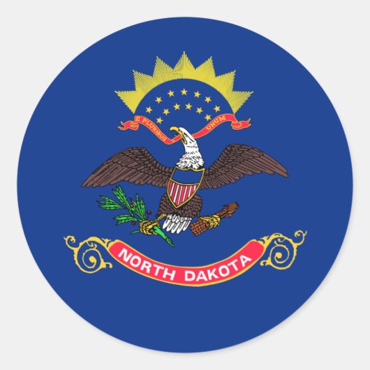 Sticker Rond Drapeau du Dakota du Nord, Drapeau du Dakota du No (Devant)