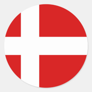 Sticker Rond Drapeau du Danemark