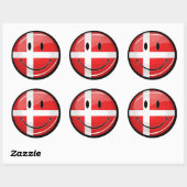 Sticker Rond Drapeau du Danemark souriant (Feuille)