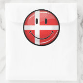 Sticker Rond Drapeau du Danemark souriant (Sac)