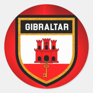Sticker Rond Drapeau du Gibraltar