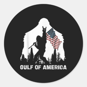 Sticker Rond Drapeau Du Golfe D'Amérique 2025 Drôle Vintage Des