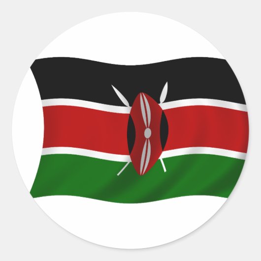 Sticker Rond Drapeau du Kenya (Devant)