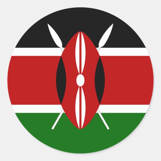 Sticker Rond Drapeau du Kenya (Devant)