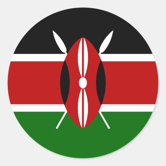 Sticker Rond Drapeau du Kenya (Devant)
