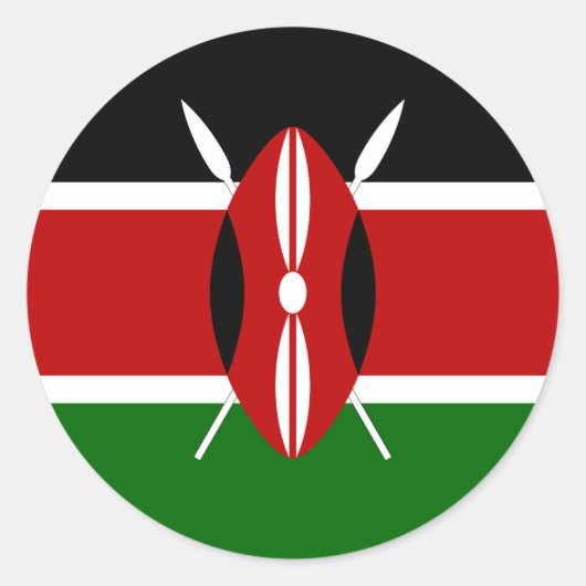 Sticker Rond Drapeau du Kenya (Devant)