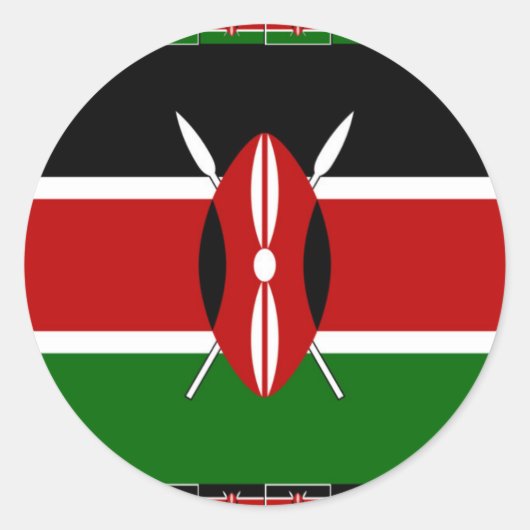 Sticker Rond Drapeau du Kenya : avec cadre de drapeau miniature (Devant)