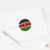 Sticker Rond Drapeau du Kenya : avec cadre de drapeau miniature (Enveloppe)