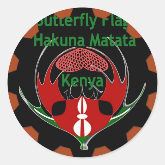 Sticker Rond Drapeau du Kenya - Hakuna Matata Patriotic (Devant)