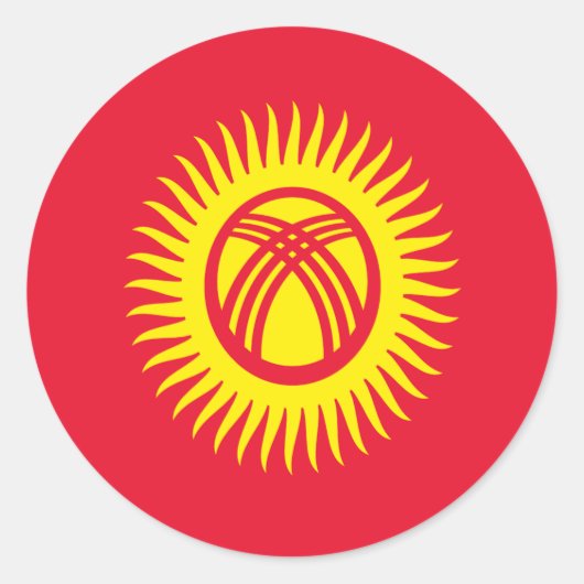 Sticker Rond Drapeau du Kirghizistan (Devant)