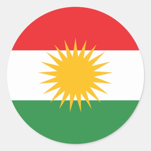 Sticker Rond Drapeau du Kurdistan; Kurde; Kurde (Devant)